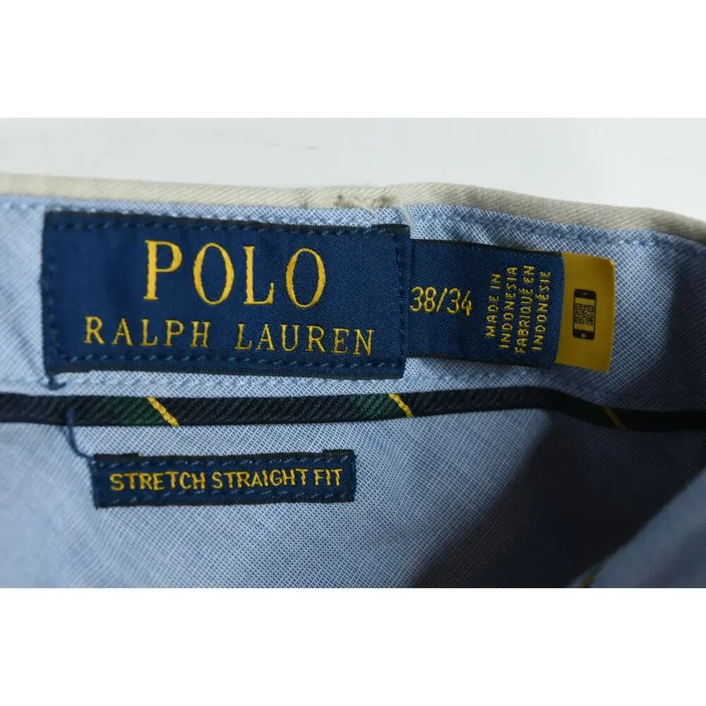 Polo Ralph Lauren Chino Pants Mens 38x34 (38x33) Beige Straight Leg Stretch